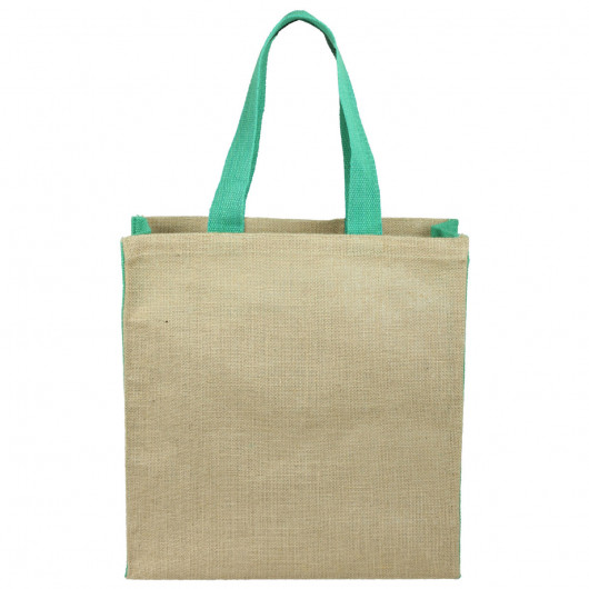 Panelled Jute Bags Green Front